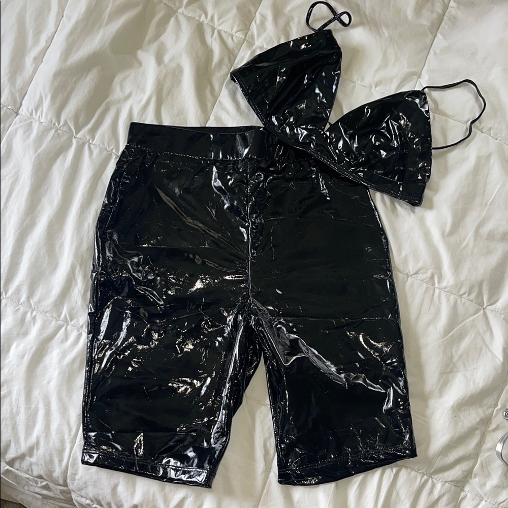 Forever 21 Glossy Black Vinyl Ensemble